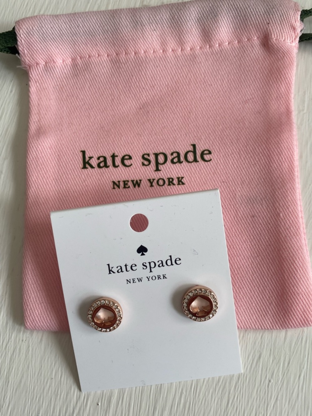 Kate Spade Rose Gold Spot the Spade Pave Halo Heart Earrings with Dust bag - Picture 13 of 14